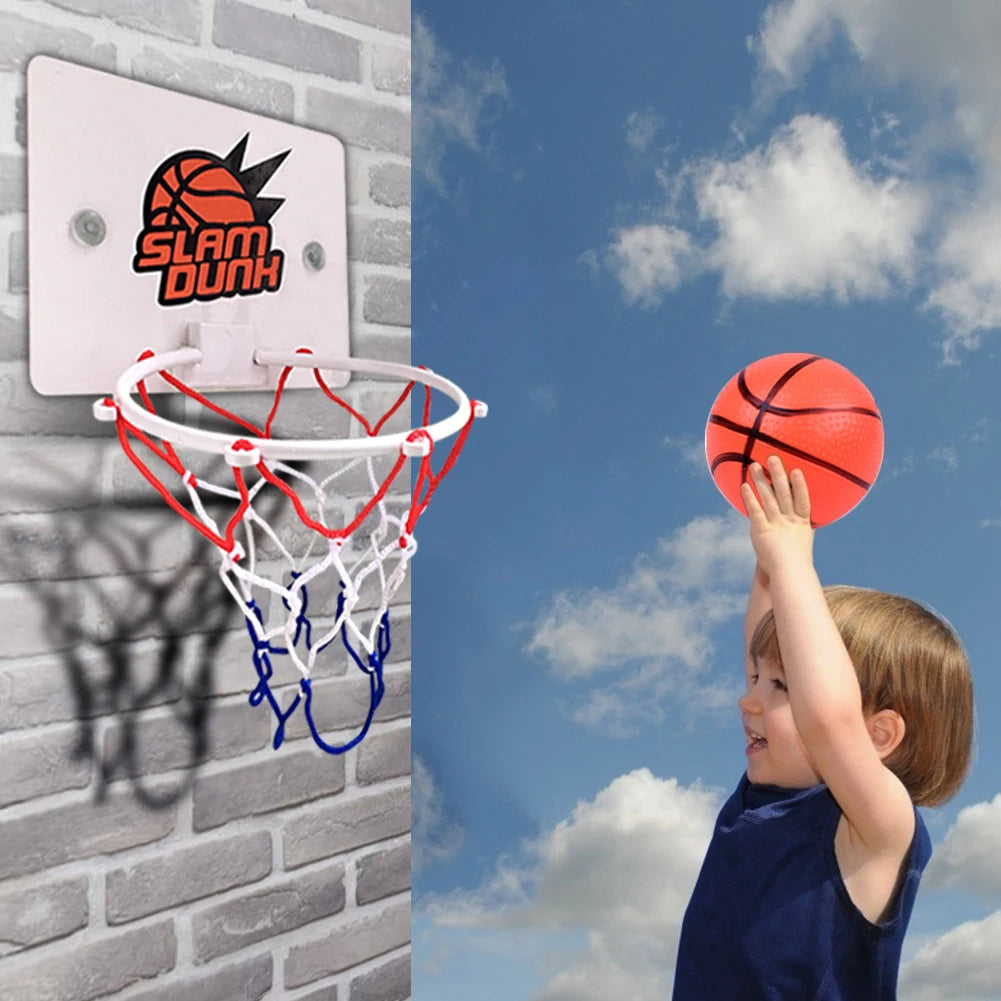 Mini Basketball Hoop Kit Indoor No Punch Wall Mounted Basketball Backboard Home Sports Basket Ball Hoops for Kids Funny Game Toy