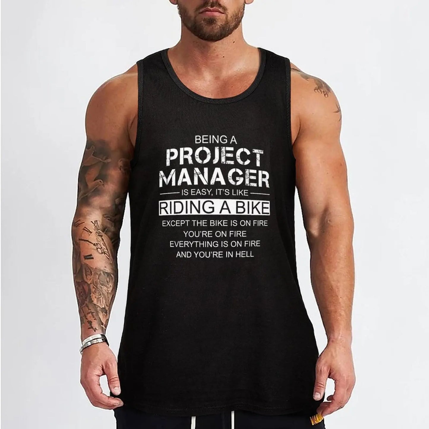 Being A Project Manager Is Like Riding A Bike Tank Top fitness clothing for men men clothing Sleeveless T-shirt