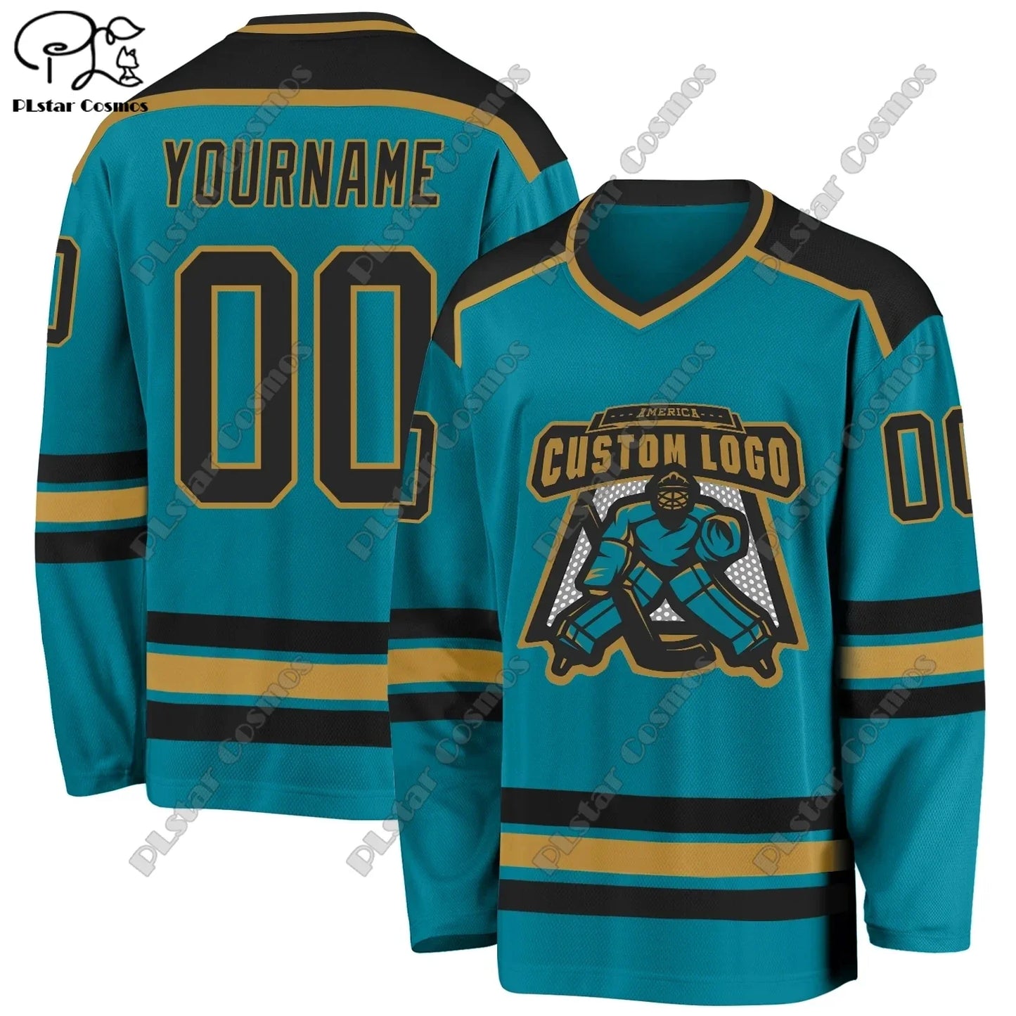 New Hockey Jersey Colorful Series V Neck Long Sleeve Personalized Customized 3D Printed Colorful Casual Sweatshirt Team Gift C21