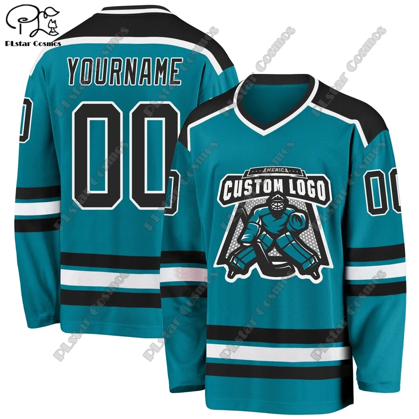 New Hockey Jersey Colorful Series V Neck Long Sleeve Personalized Customized 3D Printed Colorful Casual Sweatshirt Team Gift C21