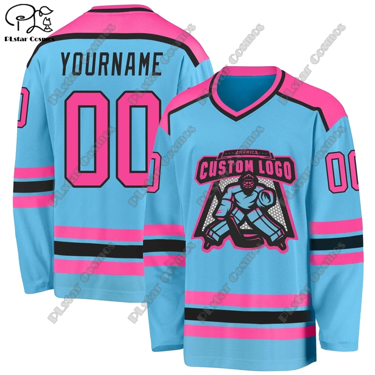 New Hockey Jersey Colorful Series V Neck Long Sleeve Personalized Customized 3D Printed Colorful Casual Sweatshirt Team Gift C21