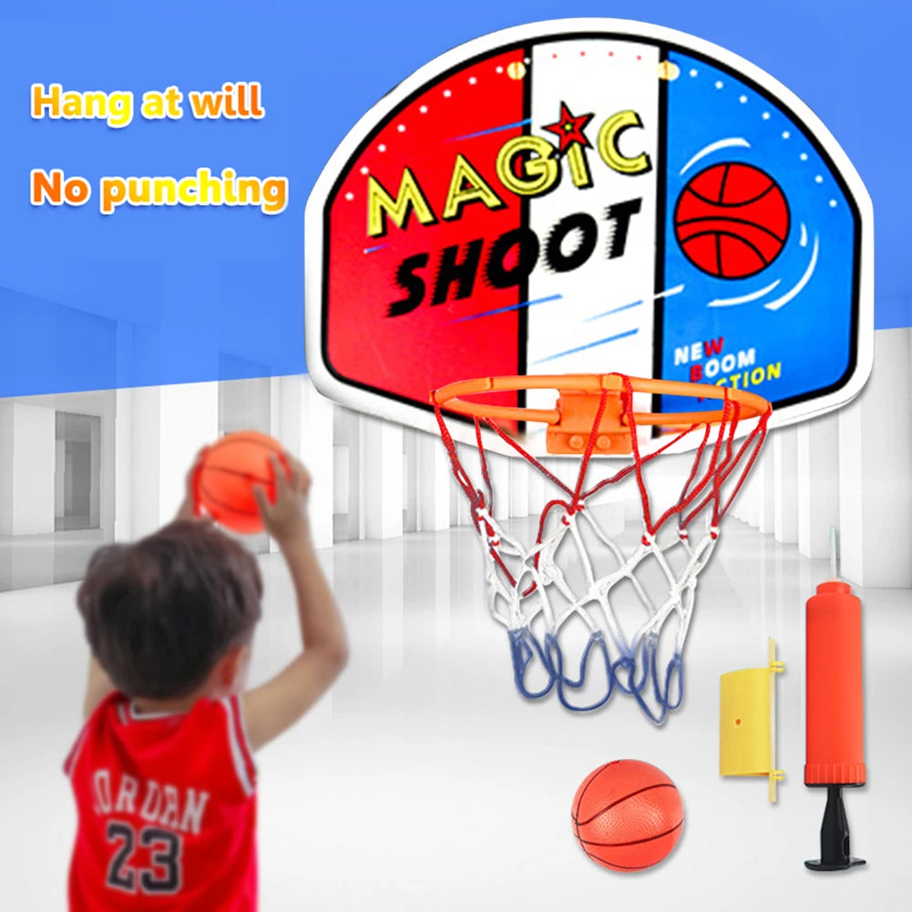 Indoor Children Game Kids Mini Home Exercise Basketball Hoop Set Wall Frame Stand Basket Hanging with 1 Ball 1 Inflatable Pump